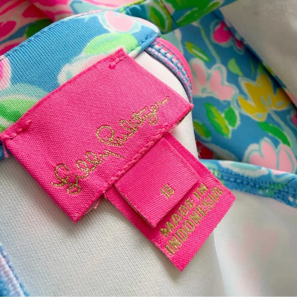 Lilly Pulitzer Sophelia Floral Dress Blue Pink Size Girl’s 16